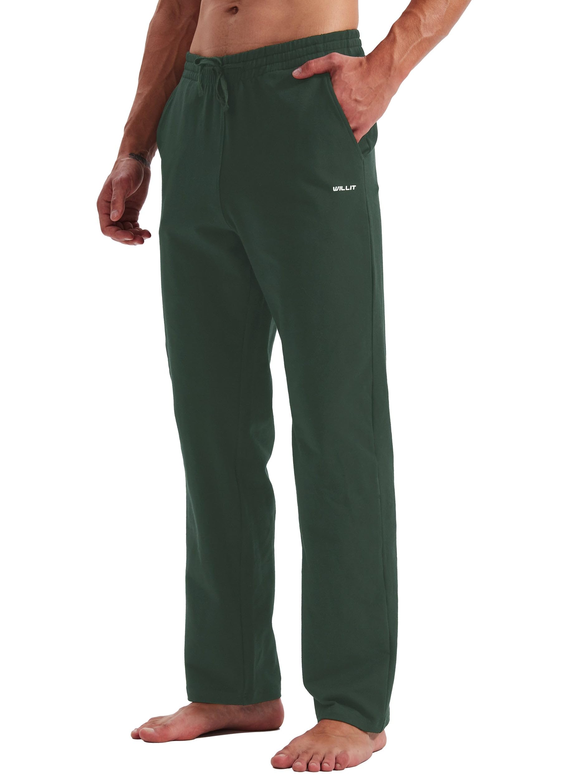 WILLIT Men's Sweatpants Yoga Cotton Pants Athletic Open Bottom Exercise Lounge L