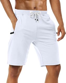 Boyzn Men's 1 or 2 Pack Athletic Shorts Comfortable Cotton Workout Shorts Elastic Waist Running Shorts with Zipper Pockets