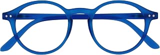 OPULIZE Rey Reading Glasses – Round Frame Retro – Matte Blue – Men and Women – Spring Hinges – R56-3 – +3.00