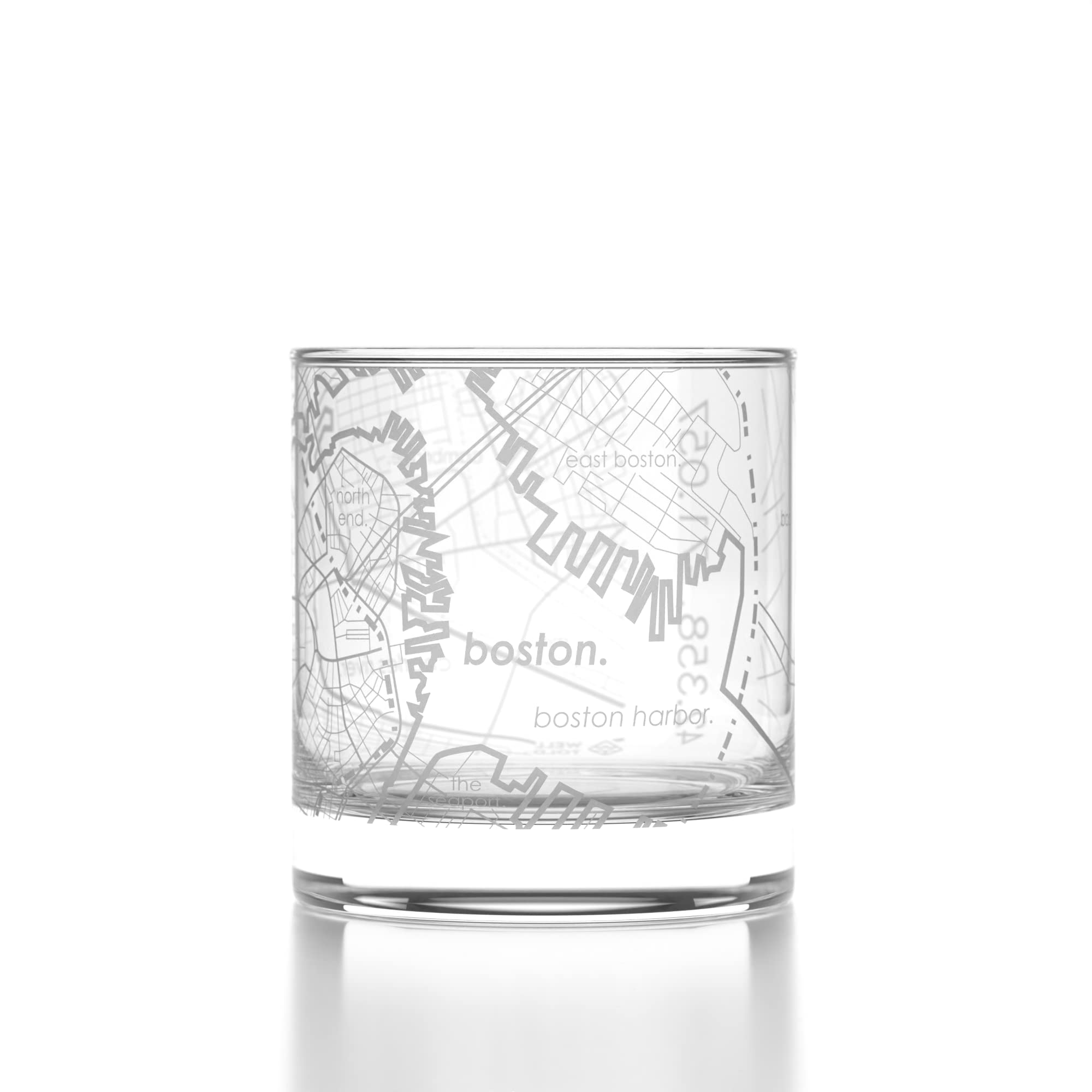 Well Told Engraved Boston Massachusetts Map Rocks Glass, Old Fashioned Whiskey G