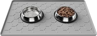 Pieviev Silicone Dog Cat Food Bowl Mat, Waterproof Raised Edge, 61x42CM
