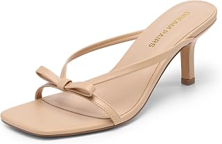 DREAM PAIRS Women's Kitten Heel Bow Comfort Sandals