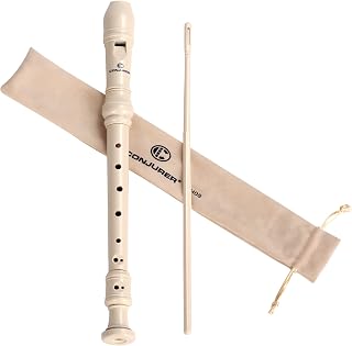 Soprano Recorder Instrument for Kids&Student - German Fingering 8 Hole Flute ABS Descant Recorders for Beginners with Cleaning Rod and Bag, Beige