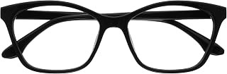 OPULIZE KAT Reading Glasses - Stylish Cat's Eye Frame - Glossy Black - Men and Women - Spring Hinges - R59-1 - +1.50