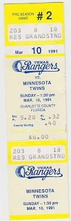 1991 Compatible with Texas Rangers v Compatible with Minnesota Twins Full Ticket 3/10 Pre-Season Game 53041