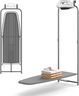 Giantex Over The Door Ironing Board with Iron Holder, Space-Saving Hanging Iron Board w/Heavy-Duty Metal Frame & Cotton Cover,Compact Fold Down Ironing Board for Home, Laundry Room, Apartments & Dorm