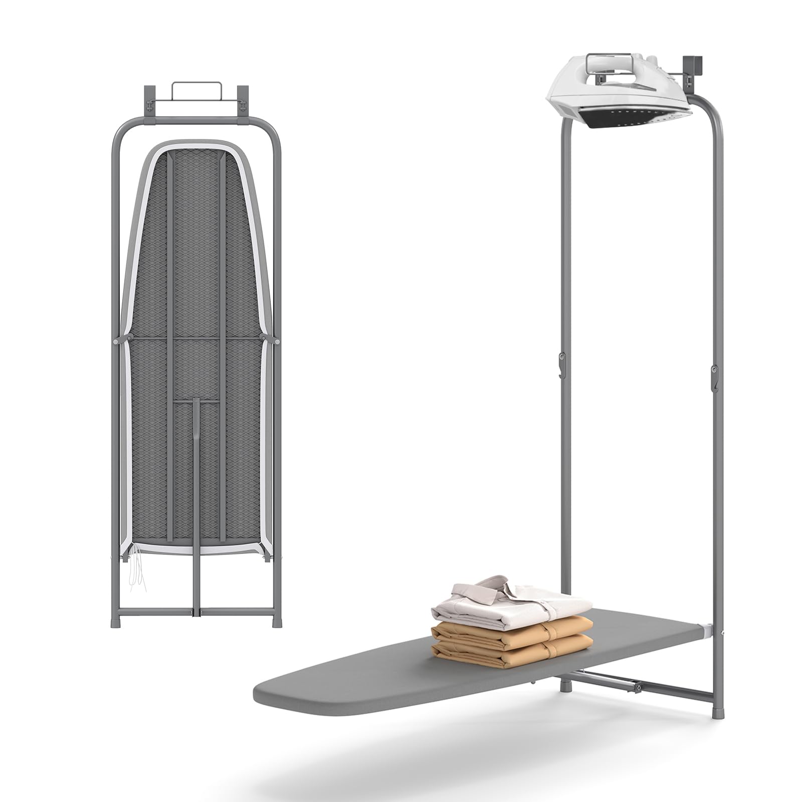 Giantex Over The Door Ironing Board with Iron Holder, Space-Saving Hanging Iron 