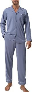 DAVID ARCHY Pigiama da Uomo con Maniche Lunghe e abbottonatura Pigiama Uomo Lungo Cotone 100% Pigiami Due Pezzi Camicia Pigiama e Pantaloni con Tasche Morbidi e Confortevoli