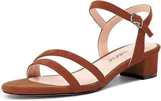 Castamere Women's Low Chunky Block Heel Kitten Heel Open Toe Cap Ankle Strap Slingback Sandals Prom Dress 3 cm Heels