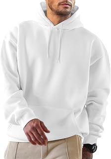 JMIERR Men's Hooded Sweatshirt Leisure Sweater with Pockets 2024 Winter Warm Long Sleeves Drawstring Sweatshirt Men Cotton Hoodie