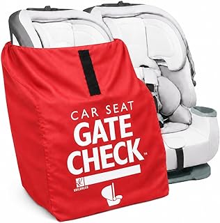 J.L. Childress Gate Check Travel Bag for Car Seats &amp; Infant Carriers, Red | AirTag compatible Gate Check Bag keeps ALL baby car seats clean, protected &amp; easy to identify when airport gate checking