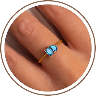 Birthstone Rings for Women, Non Tarnish Gold Rings 2026 Christmas Gift Teen Girl Gifts Trendy Stuff Dainty 14K Plated Adjustable CZ Stocking Stuffers for Her Promise Ring Anniversary Birthday Jewelry for Friend Sister Girlfriend Daughter