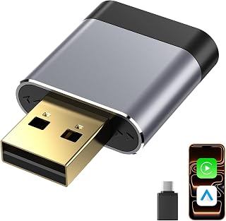 Mini Wireless CarPlay & Android Auto Dongle for Digital Media Receivers | Wired to Wireless Car Play, Auto Reconnect, Fast Stable, Gold-Plated USB A/C, Plug and Play with OEM Wired Cars 2016+