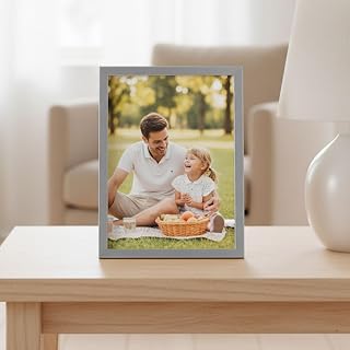 Silver Photo Frame 4x6 Inches Modern Photo Frame for Table or Wall Home Office Decor