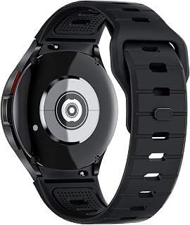Rugged Silicone Strap for Samsung Galaxy Watch 7 6 5 4 FE Band 40mm 44mm/Galaxy Watch 6 Classic 47mm 43mm/Watch 4 Classic 46mm 42mm Men Women Two Tone No Gap Sport Bands for Samsung