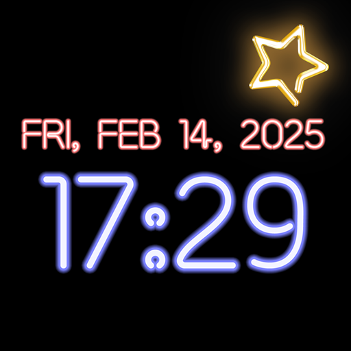 Neon Digital Clock: Glow Neon Clock, Standby Screensaver, Always On Display & Wa
