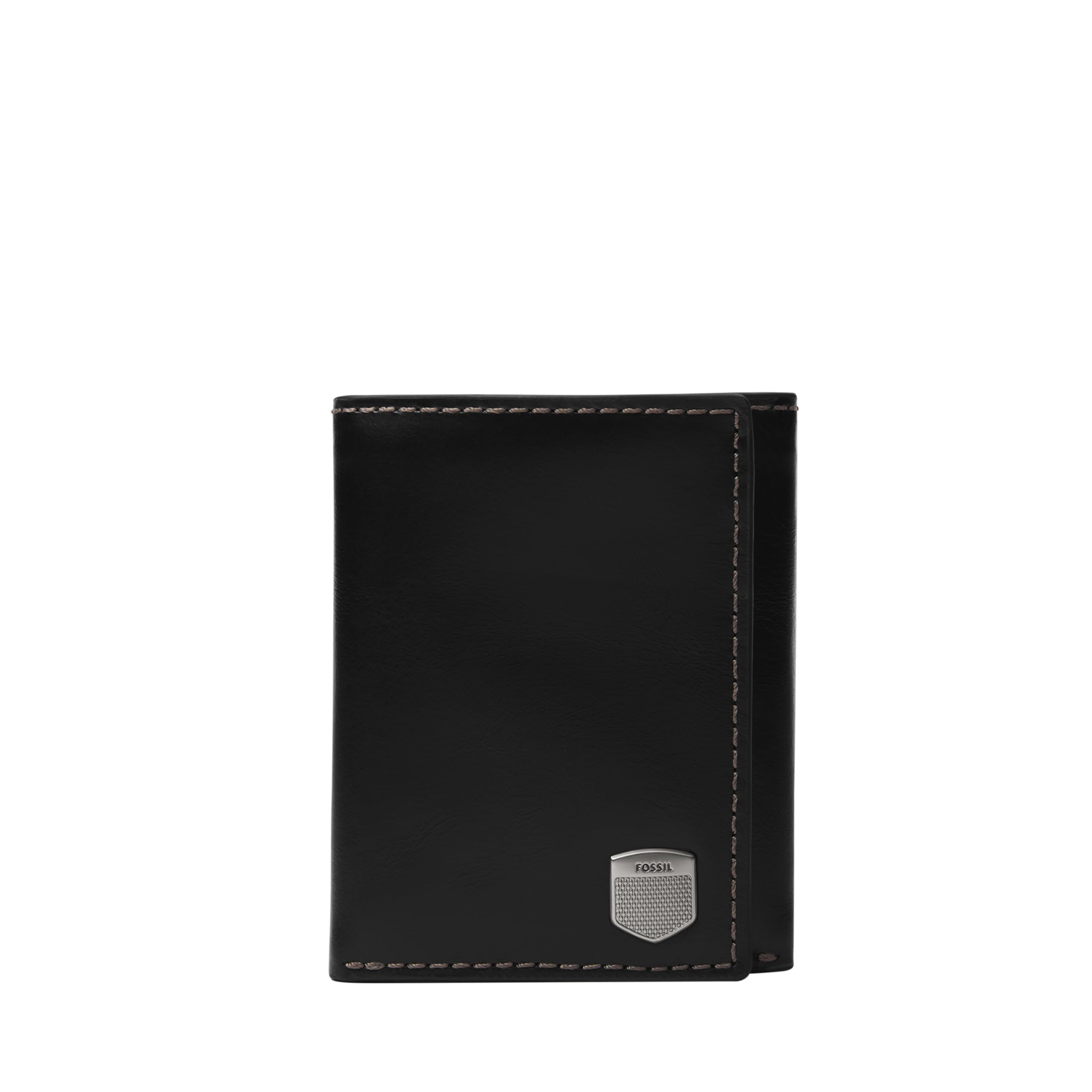 Fossil Men's Ingram Leather Trifold with ID Window Wallet, Black, (Model: ML3289