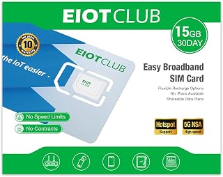 EIOTCLUB Data Only SIM Card for Unlocked Router, 5G/4G LTE Network | No contract, No phone number, prepaid data for unlocked mobile WiFi hotspots tablets Sticks in USA Coverage, triple-cut size