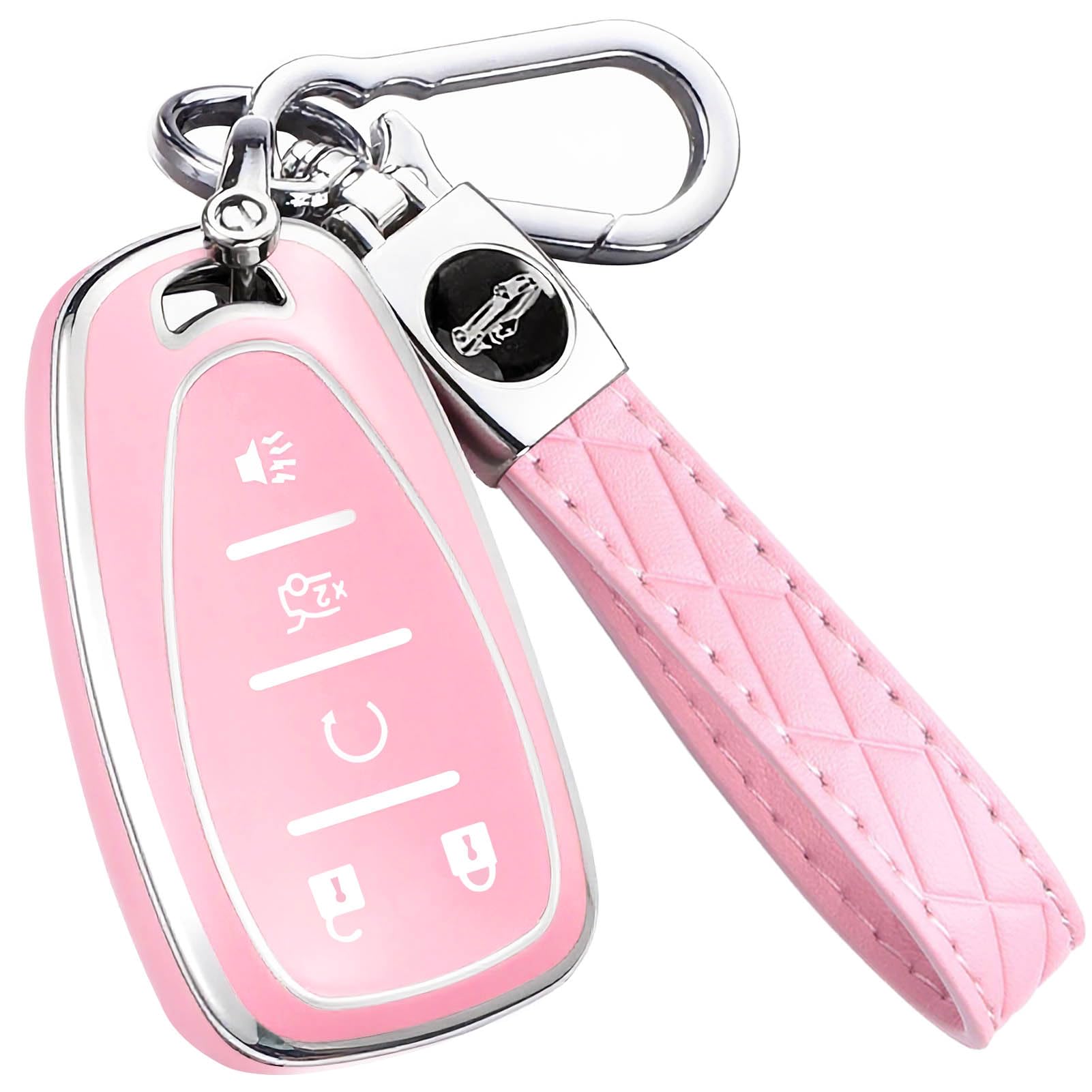 AAWQVRG Key Fob Cover for Chevy - Premium Soft TPU Shell Full Protection Case wi
