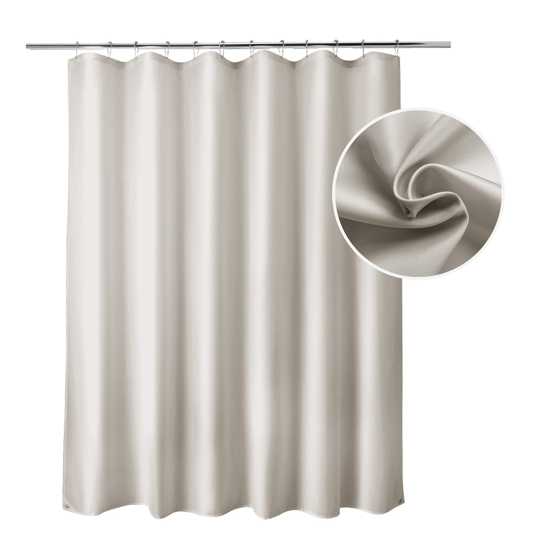 Titanker Fabric Shower Curtain Liner Washable, 70 x 72 Inches, Khaki Shower Line