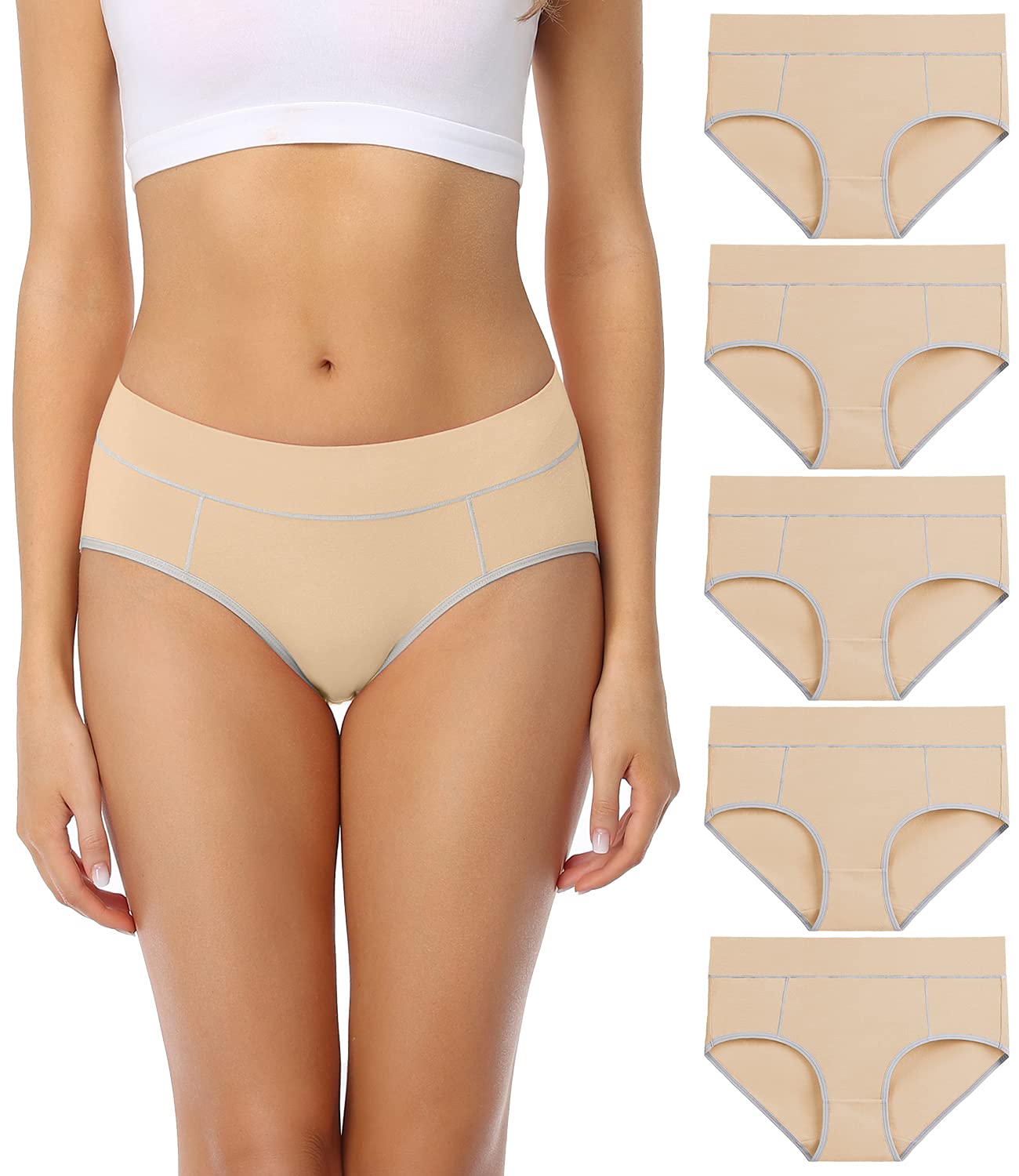 wirarpa Women's Cotton Midi Size Comfortable Briefs Cover Well Pack of 5