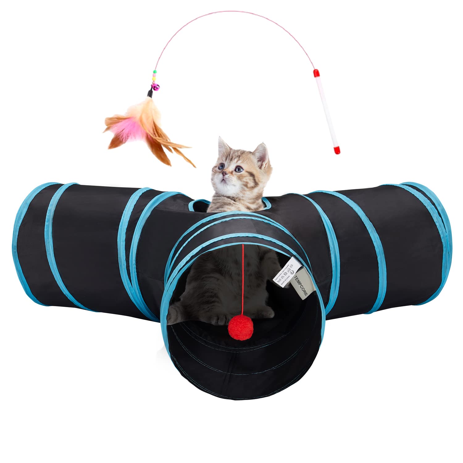 Tempcore Pet Tunnel Tube Cat Toys, Cat Tunnels for Indoor Cats | 3 Way Collapsib