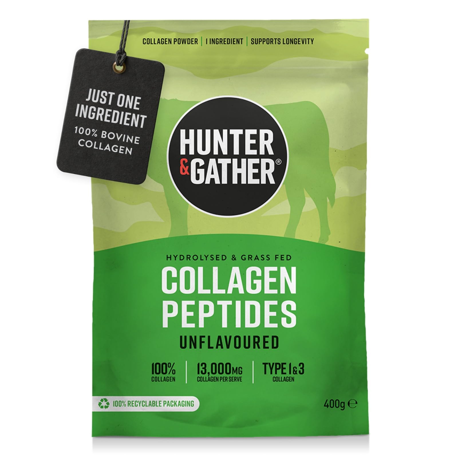 Hunter & Gather Grass-Fed Collagen Powder 400g | Type 1 & 3 Collagen Powder