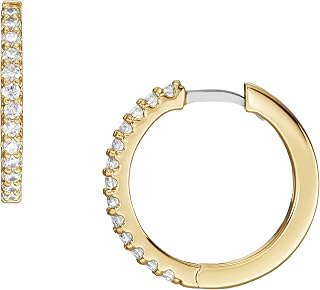 Fossil Women's Stainless Steel Cubic Zirconia Dangle Earrings Gold One Size Gold Cubic Zirconia, Gold, Cubic Zirconia