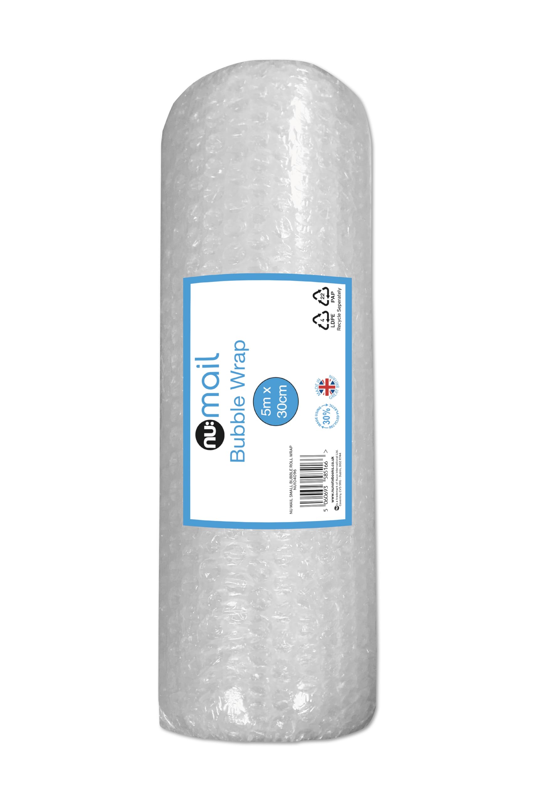 Nu: Mail Bubble Wrap Roll Small | 5m x 30cm | Protective Packaging | Eco-Friendl