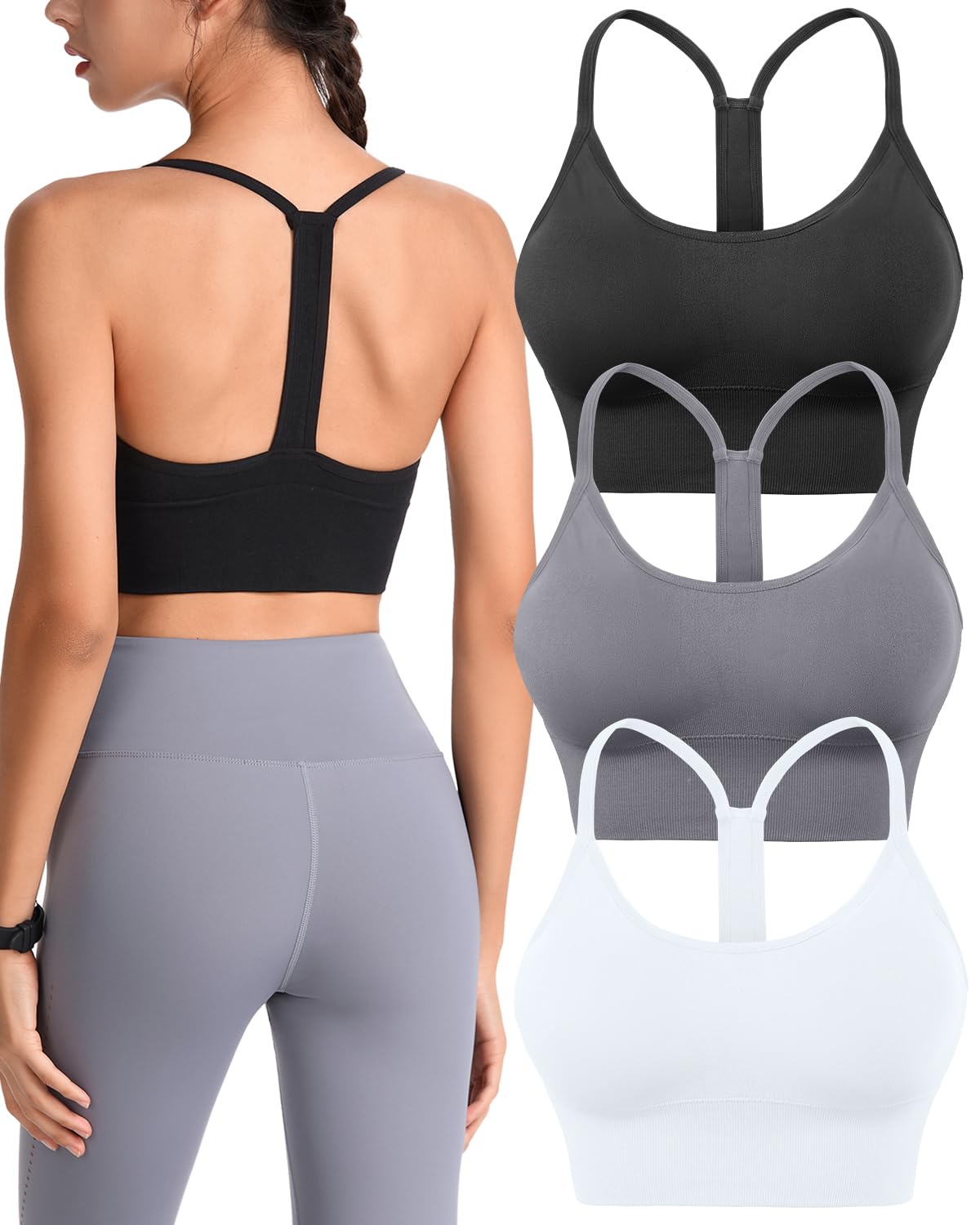 Evercute Sports Bra Women Padded Medium Support Criss Cross Straps Seamless High