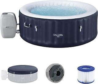 Bestway SaluSpa Miami Energy-Efficient 2-4 Person Inflatable Hot Tub | AirJet Portable Outdoor Spa with Built-in Insulation and 120 Massage Jets, 71" x 26"