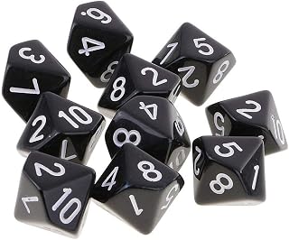 Yiotfandoll 10PCS Polyhedral D10 Dice Acrylic 10 Sided Game Dice for RPG MTG DND Dice Table Games (Black)