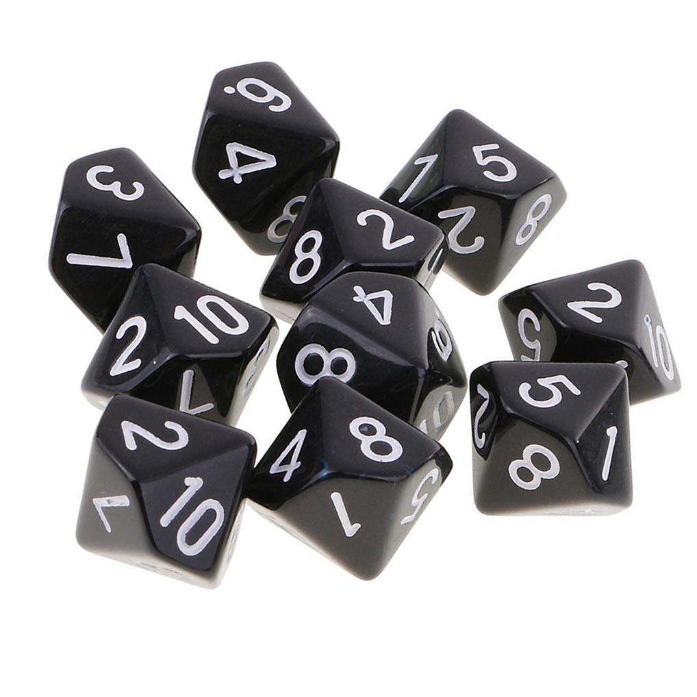Yiotfandoll 10PCS Polyhedral D10 Dice Acrylic 10 Sided Game Dice for RPG MTG DND
