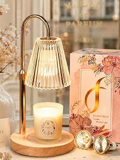 Funistree Candle Warmer Lamp with Timer Dimmer, Gifts for Women Christmas | Height Adjustable Wax Melt Lamp with Bulb, Birthday Gifts for Mum and Her, Modern Home Room Decor, House Warming Presents