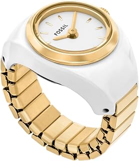 Fossil Women's Quartz Stainless Steel Two-Hand Watch Ring, Color: Silver (Model: ES5245)