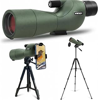 NWDEY 25-75X60 Spotting Scope with Upgraded 60in Tripod, BAK4 Prism & FMC | for Target Shooting, Bird Watching, Hunting & Outdoor Observation, 60mm Lens, Phone Adapter & Carry Bag Included