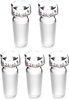 QWORK Glass Stopper, 5 Pcs Hex Head Glass Hollow Stopper for 24/40 Outer Joint