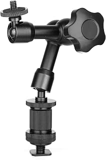 ChromLives 7" Magic Arm Articulating Magic Friction Arm Adjustable w/Hot Shoe Mount 1/4" Tripod Screw for DSLR Camera Rig/LCD Monitor/DV Monitor/LED Lights/Flash Light/Microphone