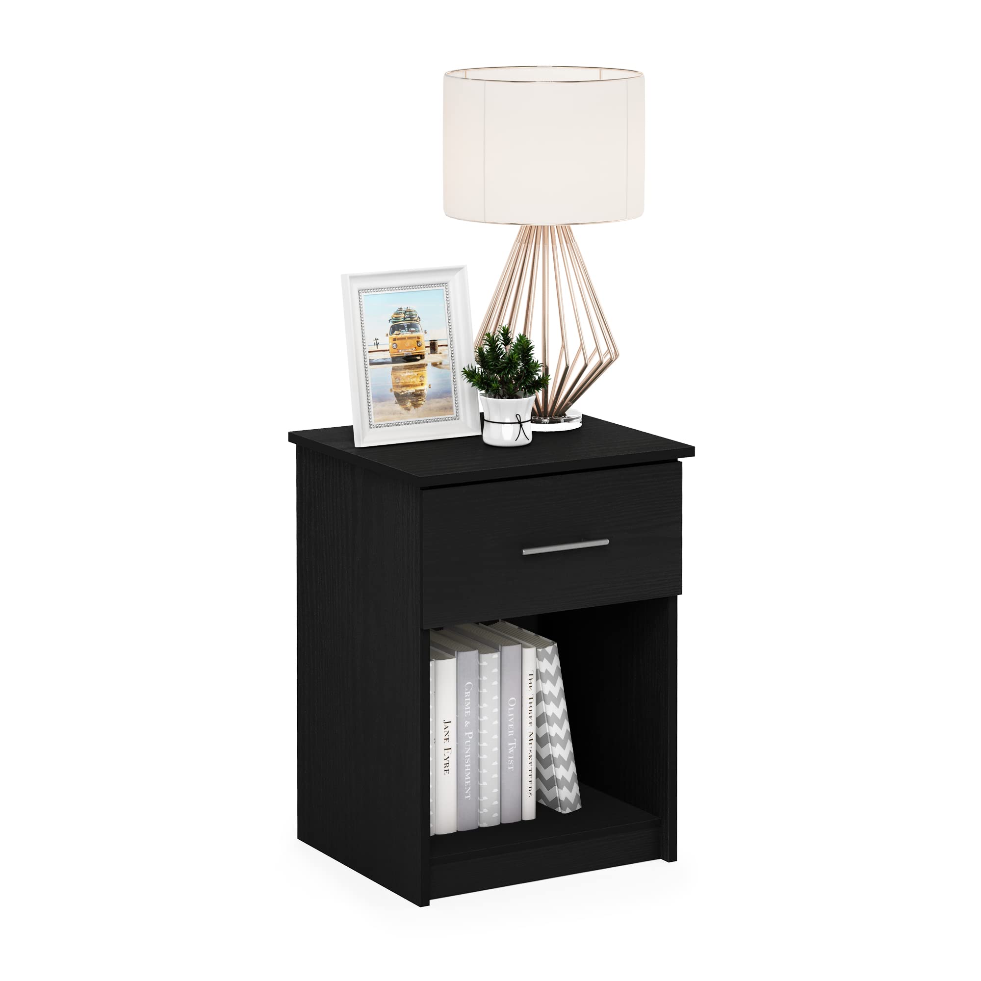 Furinno Tidur Nightstand, Americano, 1-Pack Handle