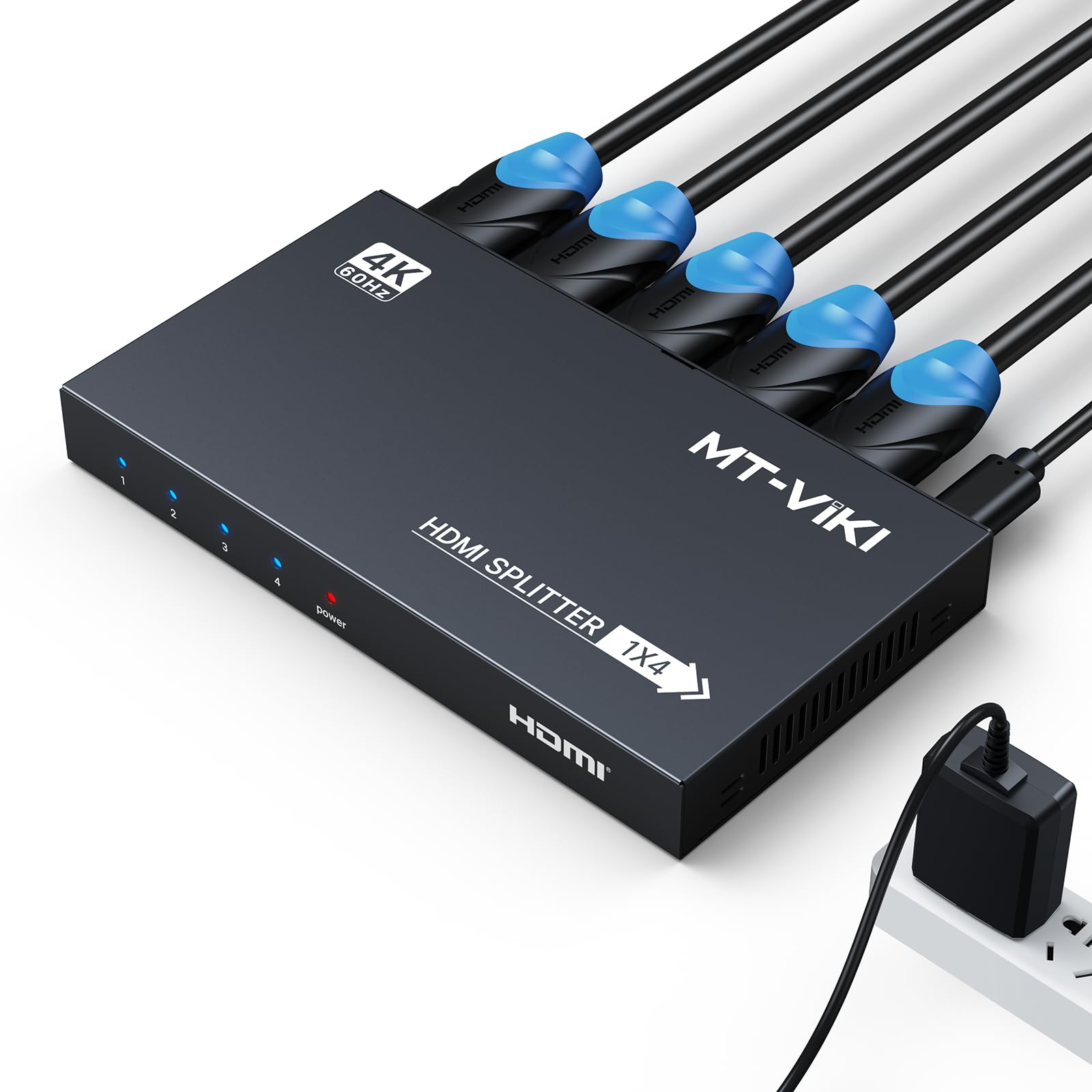 MT-VIKI 4K@60Hz HDMI 2.0 Splitter 1 in 4 Out w/Power Adapter,Mirror Only | 1x4 H