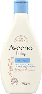 Aveeno Baby Dermexa Moisturising Wash for Very Dry, Itchy Skin (1x 250ml) | Soothing Unscented and Soap-Free Body Wash Developed to Gently Cleanse Delicate Skin, for Babies with Skin Prone to Eczema