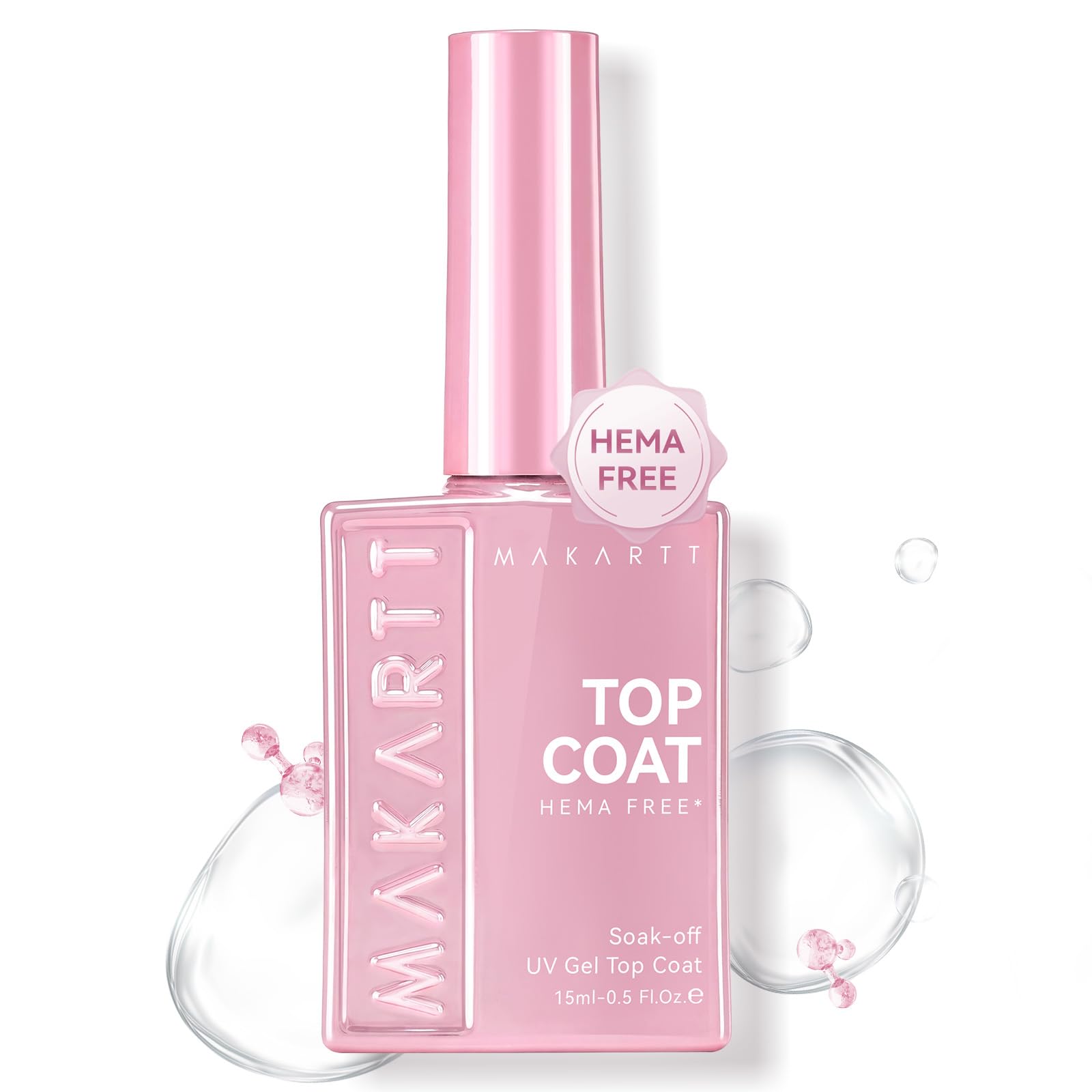 Makartt Hema-Free Top Coat Nail Polish 15ml No Wipe High Gloss No Sticky | Long 