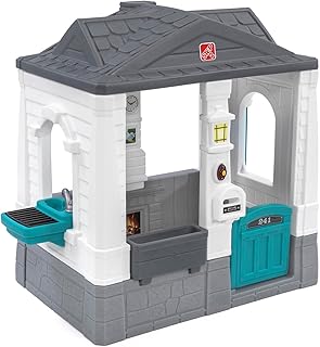 Step2 Neat & Tidy Cottage Kids Playhouse, Indoor/Outdoor Playset, Interactive Play with Sounds, Made of Durable Plastic, for Toddlers 1.5+ Years Old, Grey