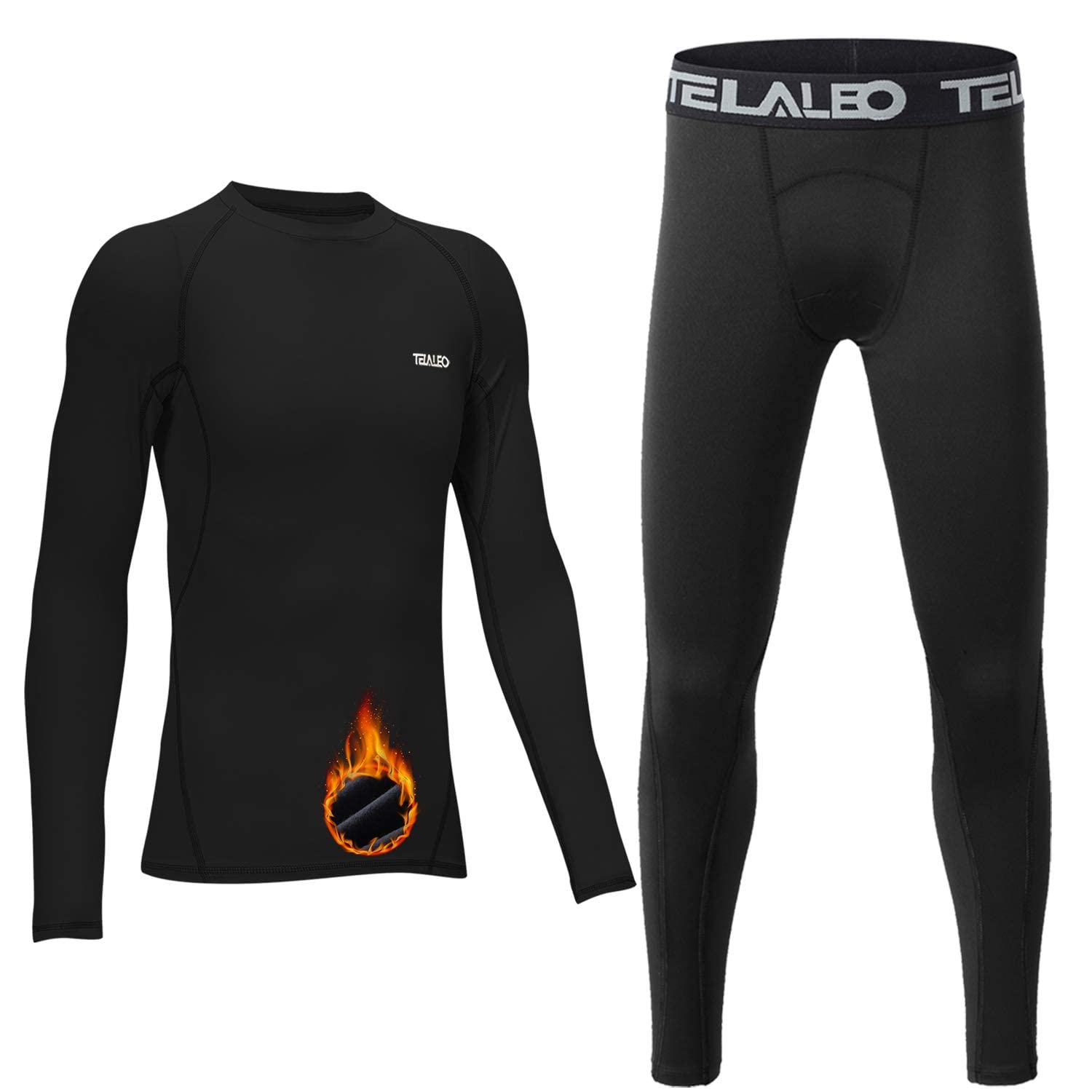 TELALEO Youth Boys' Girls'Thermal Underwear Set Fleece Lined Long Johns Set Kids