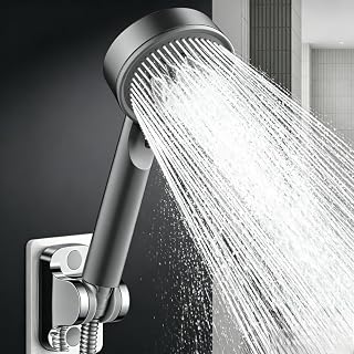 5-Mode High Pressure Shower Head with 380% Increased Water Lift – Rain Shower System Suitable for Bathrooms, Black