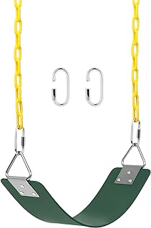 Swing Set, AGPtEK Swing Seat 250lb with Anti-Rust Chains 167.6 CM | Thermoplastic Coated, Cushion Accessories Replacement with Snap Hooks for Outdoors, School, Playground, Jungle & Gym(Green)