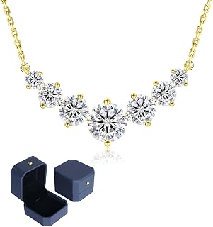 KRKC Moissanite Pendant for Women, Lab Created Diamond Necklace Anniversary Birthday Valentines Christmas Romantic for Her, 5-8mm VVS1 Clarity D Color, S925 Sterling Silver Chain 14K White Gold