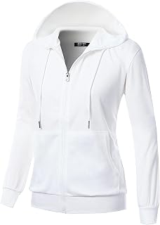 GIVON Women's Soft Cotton Blend Fabric Basic Full Zip Up Hoodie