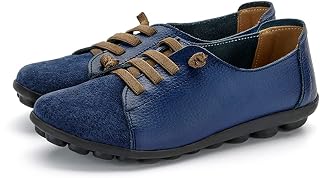 BININBOX Women's Casual Sneakers Synthetic Leather Comfortable Lightweight Flat Sole Skidproof Shoes
