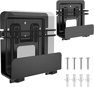 2 Pack Cable Box Mount, Modem Mount, Adjustable Wall Bracket | For small and wide devices, steel construction, fits routers, DVD players, game consoles, Apple TV, hides cables behind TV